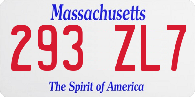 MA license plate 293ZL7
