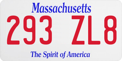 MA license plate 293ZL8