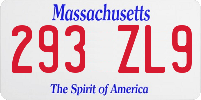 MA license plate 293ZL9