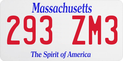 MA license plate 293ZM3