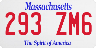 MA license plate 293ZM6