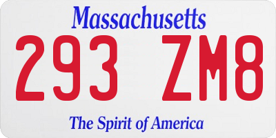 MA license plate 293ZM8