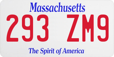 MA license plate 293ZM9