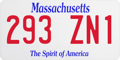 MA license plate 293ZN1