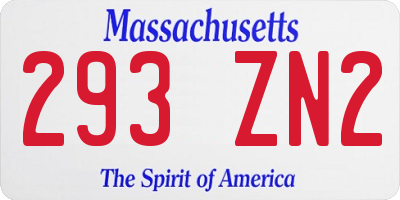 MA license plate 293ZN2