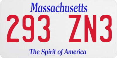 MA license plate 293ZN3