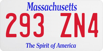 MA license plate 293ZN4
