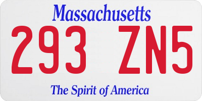 MA license plate 293ZN5