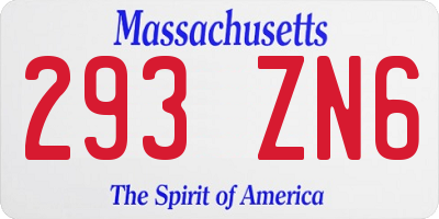 MA license plate 293ZN6