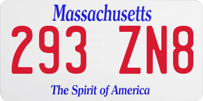 MA license plate 293ZN8
