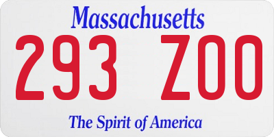 MA license plate 293ZO0