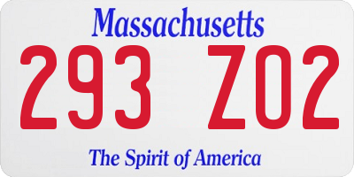 MA license plate 293ZO2