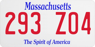 MA license plate 293ZO4