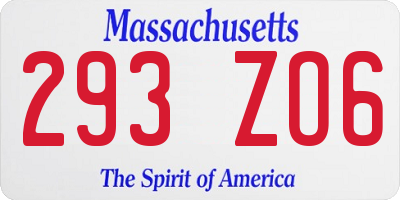 MA license plate 293ZO6