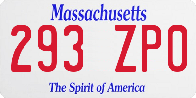 MA license plate 293ZP0