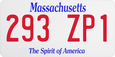 MA license plate 293ZP1