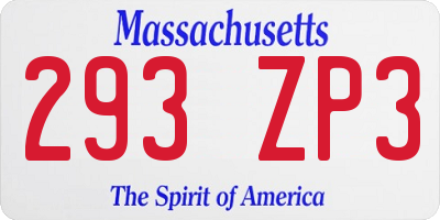 MA license plate 293ZP3