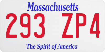 MA license plate 293ZP4