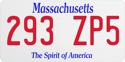 MA license plate 293ZP5