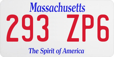 MA license plate 293ZP6