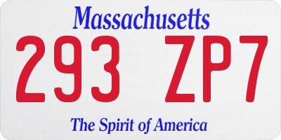 MA license plate 293ZP7