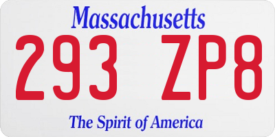 MA license plate 293ZP8