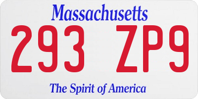MA license plate 293ZP9