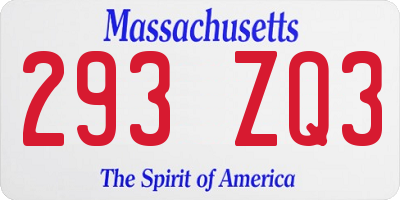 MA license plate 293ZQ3