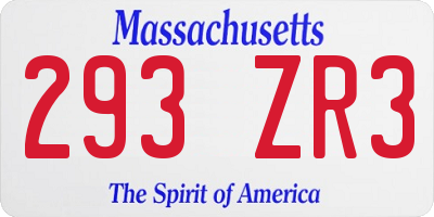 MA license plate 293ZR3