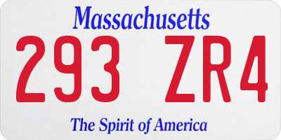 MA license plate 293ZR4