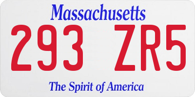 MA license plate 293ZR5