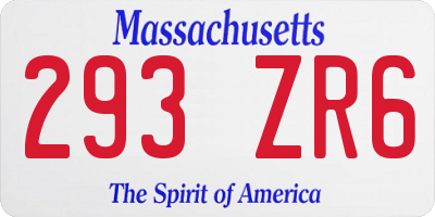 MA license plate 293ZR6