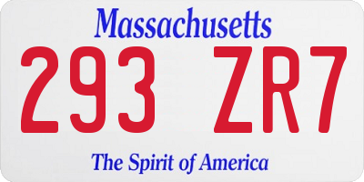 MA license plate 293ZR7