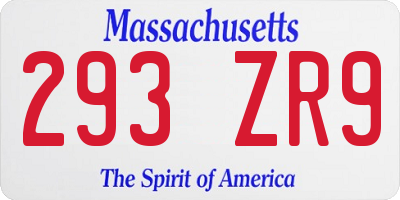 MA license plate 293ZR9