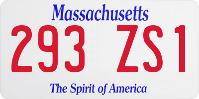 MA license plate 293ZS1