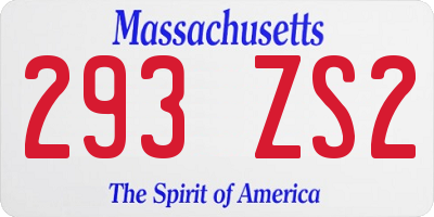 MA license plate 293ZS2