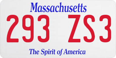 MA license plate 293ZS3