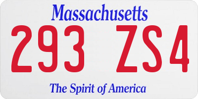 MA license plate 293ZS4