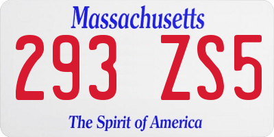 MA license plate 293ZS5