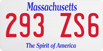 MA license plate 293ZS6