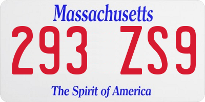 MA license plate 293ZS9
