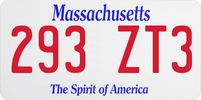 MA license plate 293ZT3