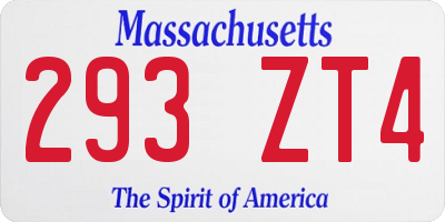 MA license plate 293ZT4
