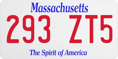 MA license plate 293ZT5