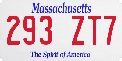 MA license plate 293ZT7