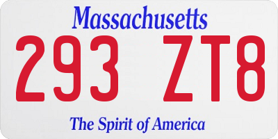 MA license plate 293ZT8