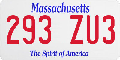 MA license plate 293ZU3