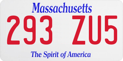 MA license plate 293ZU5