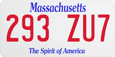 MA license plate 293ZU7