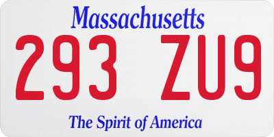 MA license plate 293ZU9